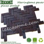 Plaza project herringbone paver stone step