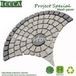 Red porphyry Euro fan shape paving tile mesh paver