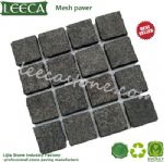 Driveway cobblestone mat dark grey granite stone paving