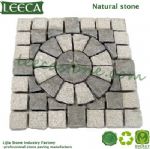 Round paver stone cobblestone mat granite paving