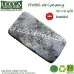 Hotel driveway dark grey granite natural split tumbled brick