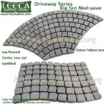 Steel grey granite mesh paver plaza walkway stone