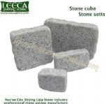 Yellow and light gray granite paver Belgian block