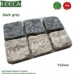 Dark gray and yellow granite cube stone mesh paver