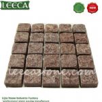 Natural finish brick red granite cube stone mesh