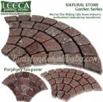 Red porphyry,stone paver,fan pattern cobbles Doha