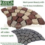 Red porphyry fan paving stone top flamed tumbled finish