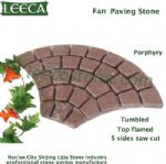 Red porphyry fan paving stone top flamed tumbled finish