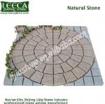 Garden decor central circle split joint natural stone