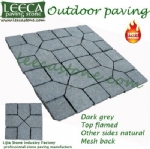 Running bond paver mesh back driveway