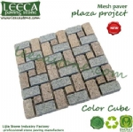 Colorful rose irregular stone paver patio