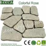 Colorful rose irregular stone paver patio