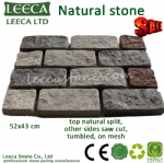 White tumbled stone on net-14th Xiamen Stone Fair H13