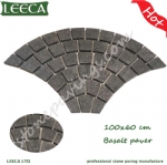 Black basalt paving stone fan cobblestone for sales