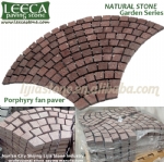 Red porfido paving stones porphyry on net